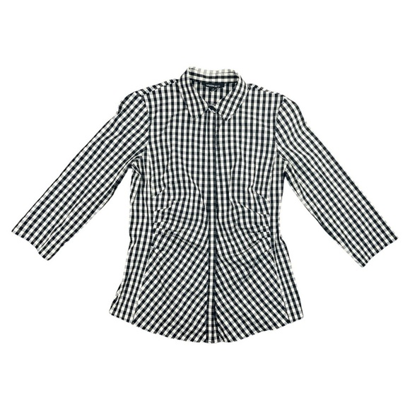 Lafayette 148 Women's Leigh Gingham Plaid Button Down Top In Size 6 - Picture 2 of 9